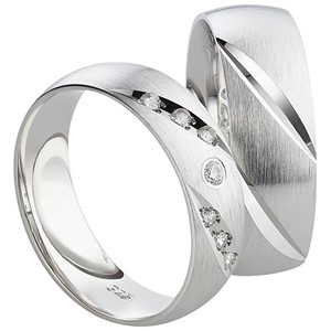 Bild von Partnerring Silber 925/- rhodiniert / 6mm