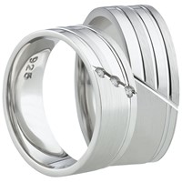Bild von Partnerring Silber 925/- rhodiniert / 7mm