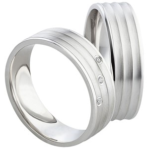 Bild von Partnerring Silber 925/- rhodiniert / 6mm