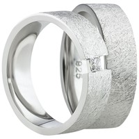 Bild von Partnerring Silber 925/- rhodiniert / 6mm