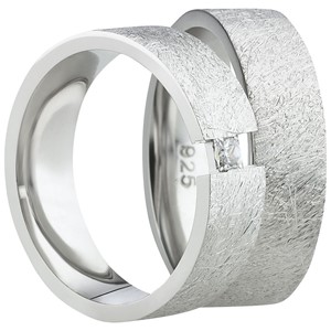 Bild von Partnerring Silber 925/- rhodiniert / 6mm 
