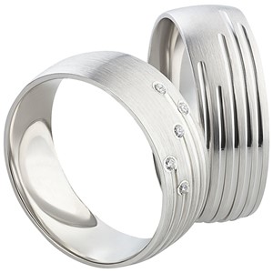 Bild von Partnerring Silber 925/- rhodiniert / 7mm