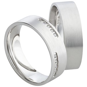 Bild von Partnerring Silber 925/- rhodiniert / 6mm 