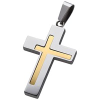 Bild von Edelstahl Anhänger Kreuz 37x25mm verschiedene Modelle 