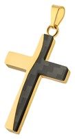 Bild von Edelstahl-Carbon Anhänger Kreuz