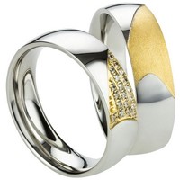 Bild von Partnerringe Edelstahl PVD Gold bicolour 6mm