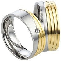 Bild von Partnerringe Edelstahl PVD Gold bicolour 7mm 