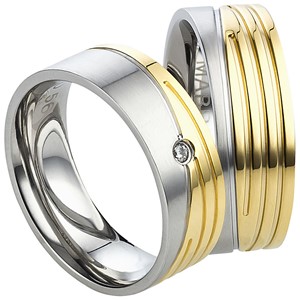 Bild von Partnerringe Edelstahl PVD Gold bicolour 7mm 