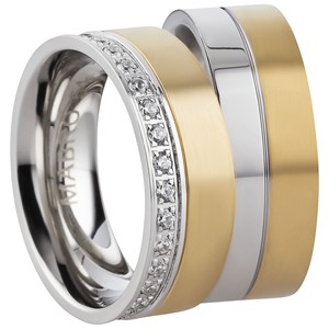 Bild von Partnerringe Edelstahl PVD Gold bicolour 7mm 