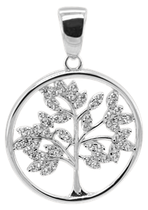 Bild von 925-/ Anhänger rhod. Lebensbaum mit Zirkonia 