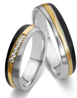 Bild von Partnerringe Edelstahl PVD Gold und Schwarz tricolour 5mm