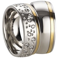 Bild von Partnerringe Edelstahl PVD Gold bicolour 8mm 