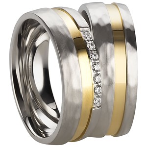 Bild von Partnerringe Edelstahl PVD Gold bicolour 7mm 
