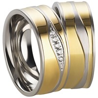 Bild von Partnerringe Edelstahl PVD Gold bicolour 8mm 