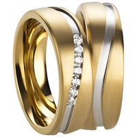 Bild von Partnerringe Edelstahl PVD Gold bicolour 6,5mm 