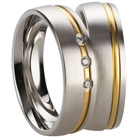 Bild von Partnerringe Edelstahl PVD Gold bicolour 6mm 