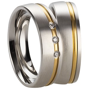 Bild von Partnerringe Edelstahl PVD Gold bicolour 6mm 