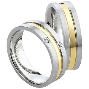 Bild von Partnerringe Edelstahl PVD Gold bicolour 6mm - Abverkauf 