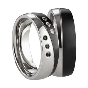 Bild von Partnerringe Edelstahl PVD Schwarz bicolour 6mm