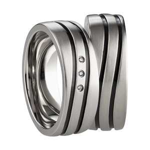 Bild von Partnerringe Edelstahl PVD Schwarz bicolour 7mm