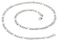 Bild von Figarokette Silber 925/-rhod. 38-60cm lang 2,1x1,1mm oder 3,8x1,2mm