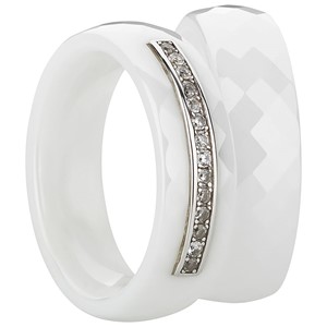 Bild von Ring Ceramic weiß mit 925/- Inlay rhod. 