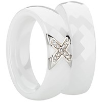 Bild von Ring Ceramic weiß mit 925/- Inlay rhod.