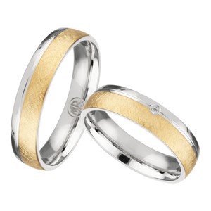 Bild von Partnerringe Edelstahl PVD Gold bicolour 5mm