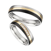 Bild von Partnerringe Edelstahl PVD Gold und Schwarz tricolour 5mm
