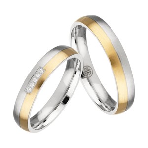 Bild von Partnerringe Edelstahl PVD Gold bicolour 5mm