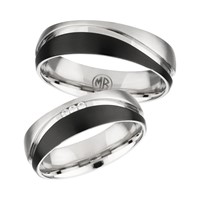 Bild von Partnerringe Edelstahl PVD Schwarz bicolour 6mm
