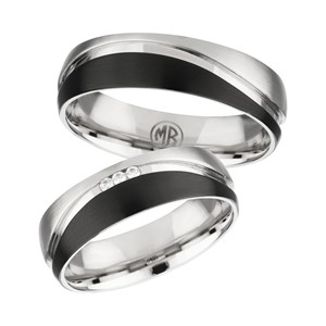 Bild von Partnerringe Edelstahl PVD Schwarz bicolour 6mm