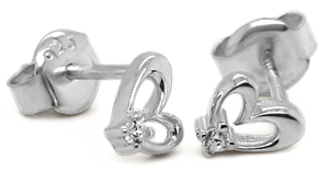 Bild von 925/- Ohrstecker rhod. Herz mit Zirkonia 