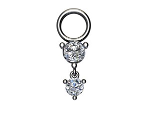 Bild von Titan Charm (1 Paar) mit Zirkonia Titan oder Titan PVD Gold 