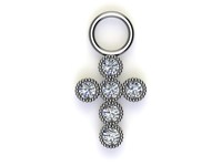 Bild von Titan Charm (1 Paar) Kreuz mit Zirkonia Titan oder Titan PVD Gold