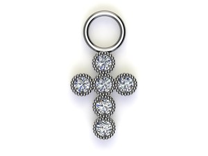 Bild von Titan Charm (1 Paar) Kreuz mit Zirkonia Titan oder Titan PVD Gold 