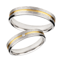 Bild von Partnerring Silber 925/- rhodiniert/4mm bicolour (2 Micron plattiert-1 Jahr Farbgarantie)