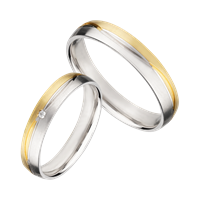 Bild von Partnerring Silber 925/- rhodiniert/4mm bicolour (2 Micron plattiert-1 Jahr Farbgarantie)