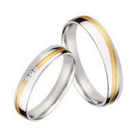 Bild von Partnerring Silber 925/- rhodiniert/4mm bicolour (2 Micron plattiert-1 Jahr Farbgarantie)