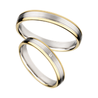 Bild von Partnerring Silber 925/- rhodiniert/3,5mm bicolour (2 Micron plattiert-1 Jahr Farbgarantie)