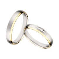 Bild von Partnerring Silber 925/- rhodiniert/3,5mm bicolour (2 Micron plattiert-1 Jahr Farbgarantie)