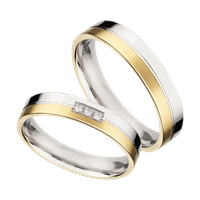 Bild von Partnerring Silber 925/- rhodiniert/3,5mm bicolour (2 Micron plattiert-1 Jahr Farbgarantie)