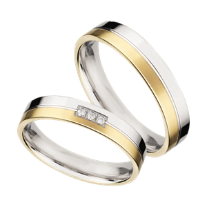 Bild von Partnerring Silber 925/- rhodiniert/3,5mm bicolour (2 Micron plattiert-1 Jahr Farbgarantie)