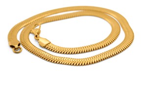 Bild von Schlangenkette 6,0x1,2mm Edelstahl mit Karabiner 17+4 - 50cm lang PVD Gelb