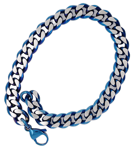 Bild von Flachpanzerkette 8,0x3,6mm Edelstahl bicolour blau 21cm, 42-60cm lang