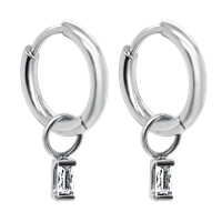 Bild von Creole Titan mit Charm Baguette-Stein Titan oder Titan PVD Gold 