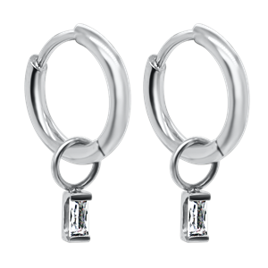 Bild von Creole Titan mit Charm Baguette-Stein Titan oder Titan PVD Gold 