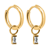 Bild von Creole Titan mit Charm Baguette-Stein Titan oder Titan PVD Gold 