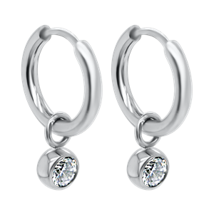 Bild von Creole Titan mit Charm Stein rund Titan oder Titan PVD Gold 