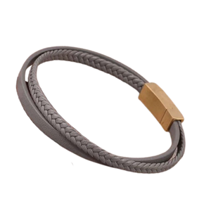 Bild von Lederarmband 19cm grau 
